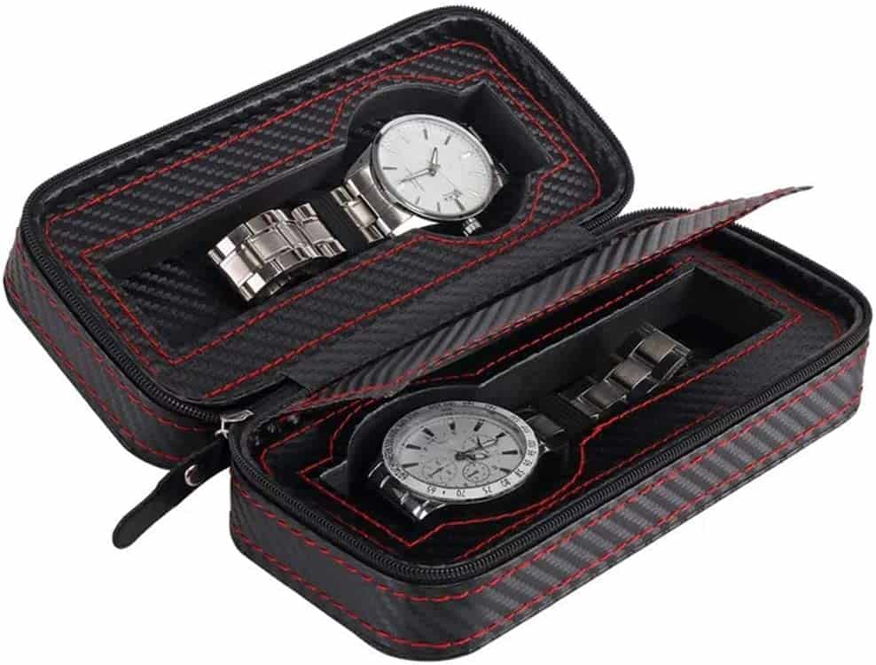 Watch Storage Box, Travel Case (Black, 2 Slots) - Image 2