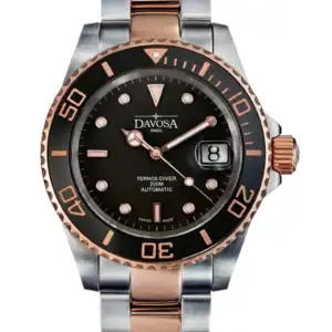 Davosa Swiss Watches Ternos Ceramic Automatic Swiss-Made Black Rose Gold Diving Watch 16155565