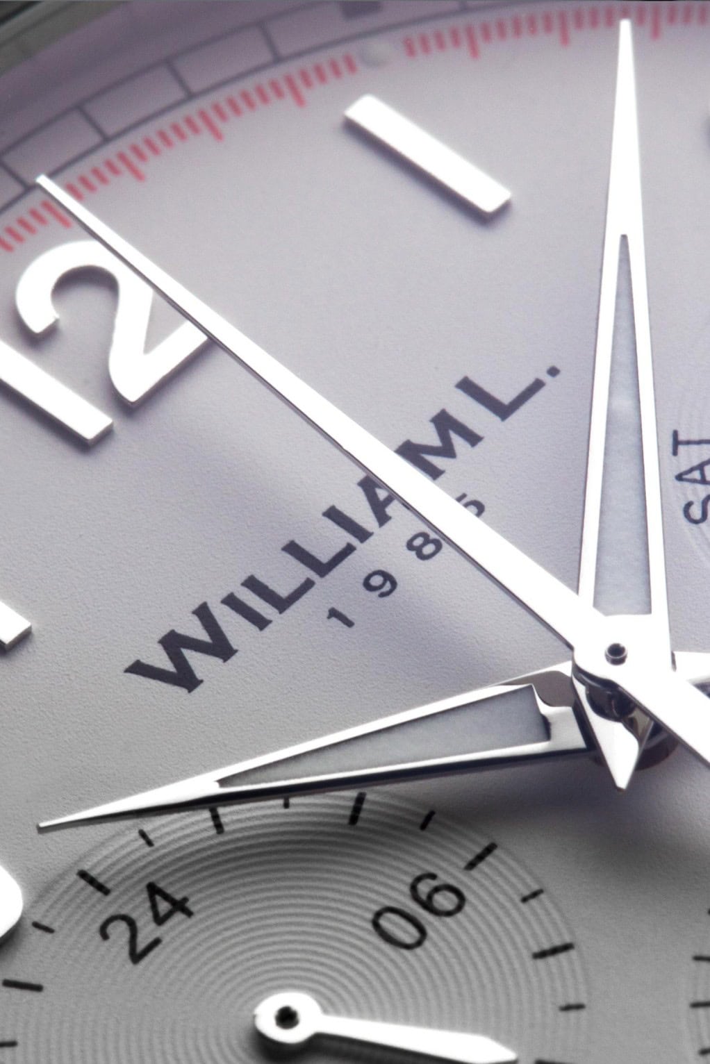 William L 1985 Vintage Style Calendar STAINLESS STEEL WITH WHITE DIAL AND BLACK ‘CROCO’ STRAP Ref. WLAC03BOCN - Buy with Klarna - Image 3