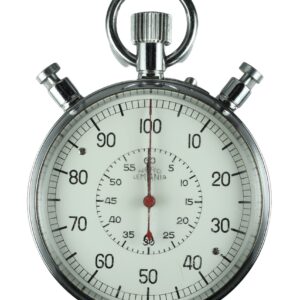 The Lemania Nero Mechanical Rattrapante Stopwatch Timer is an extremely rare silver stopwatch with a white face, black numbers, three top buttons, and “Lemania” at the centre. Pay interest-free in three instalments with Klarna.