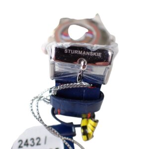 Sturmanskie wristwatch keychain with navy strap and silver chain, stylish accessory and memorabilia.
