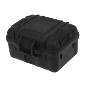 A compact, black Dry Box for 1 Watch featuring hard plastic construction, reinforced edges, a secure catch fastening, and a rugged textured surface.