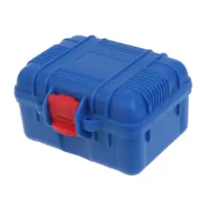 A compact blue Dry Box for 1 Watch features a rectangular plastic design, textured surface, reinforced edges, and a red front catch.