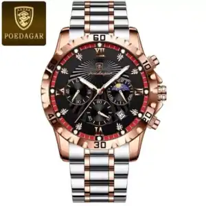 POEDAGAR Riegnmasier Military Watch - Rose Gold/Red