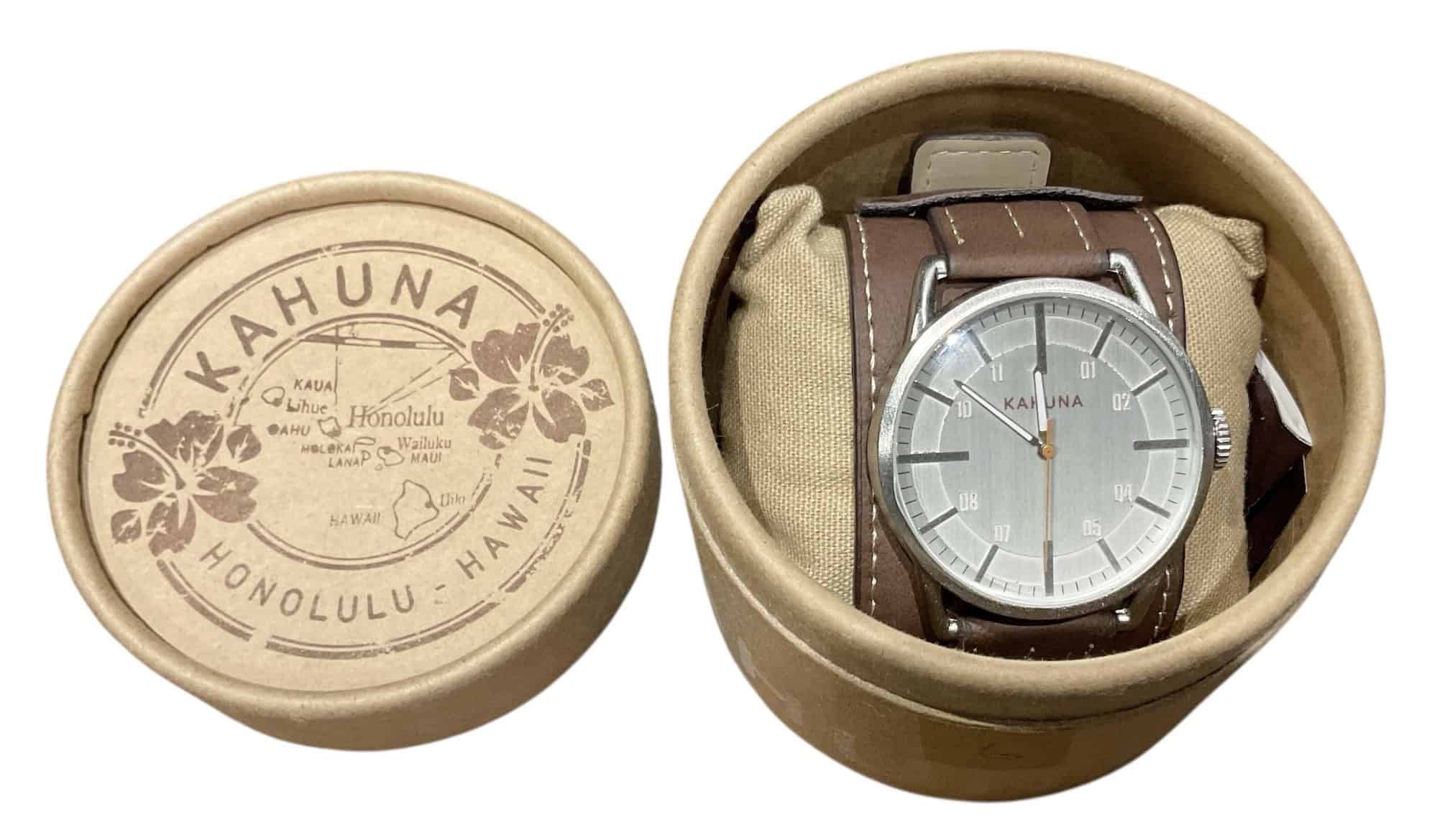Kahuna Analogue Brown Leather Military Strap AKUC-0050G - Image 2