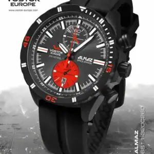 Vostok Europe Almaz Chronograph 6S11-320C260 Ltd Edition, VE Drybox Upgrade (Normally £75) & Complimentary second Black leather strap with red stitching