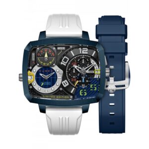 Nubeo Odyssey NB-6084-04 Triple Time Zone Chronograph Metalic Blue Ltd Edition 36/50